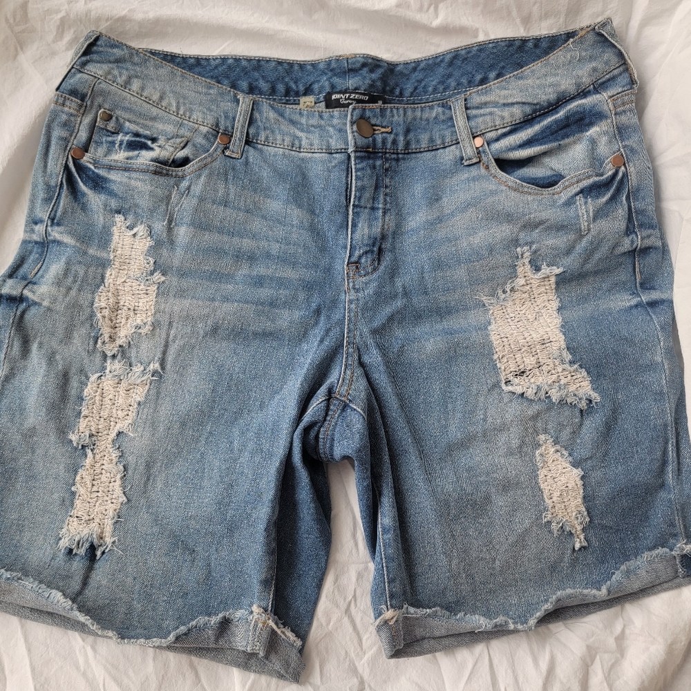 Point Zero Distressed Denim Shorts
